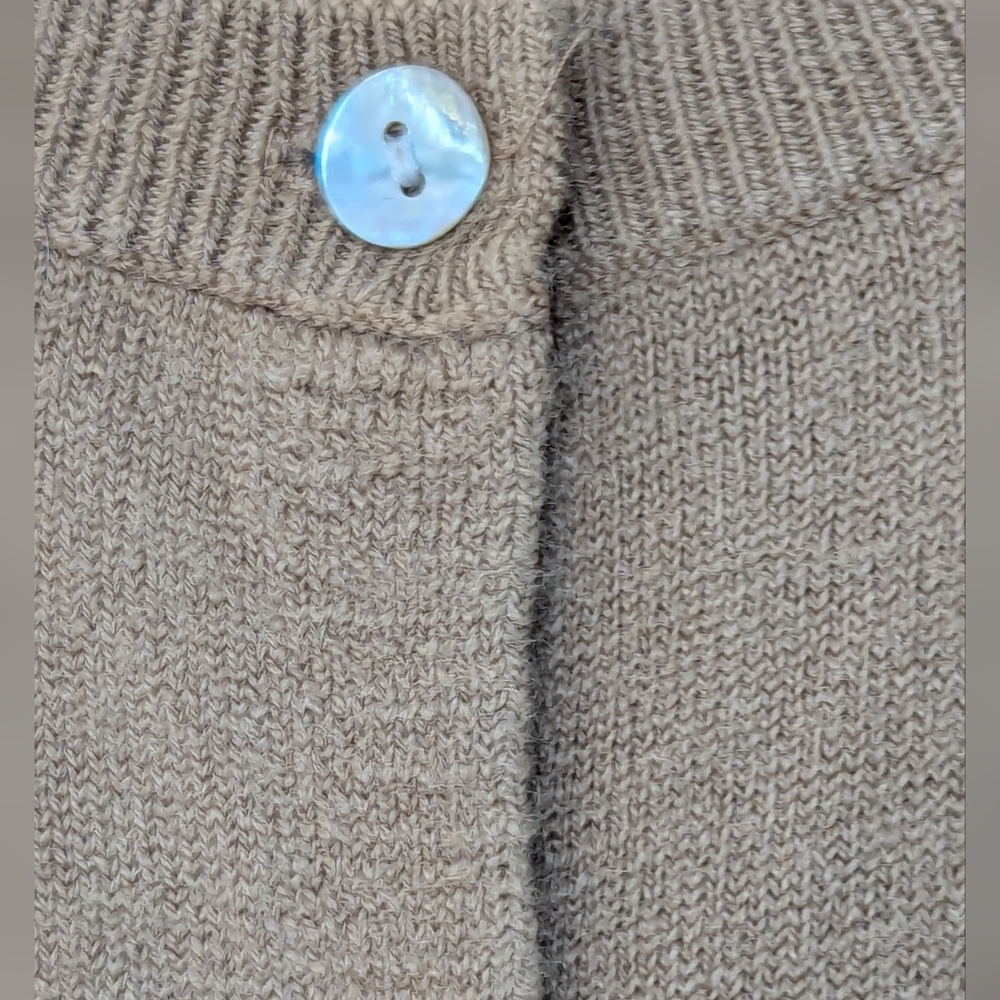 Vintage Carolyn Taylor Cardigan M Mocha Tan Shell Buttons Sweater Gramma Core - Picture 5 of 10